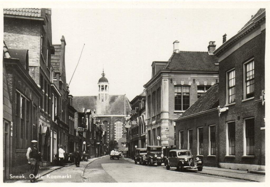 Sneek, Oude Koemarkt - ongelopen, Verzamelen, Ophalen of Verzenden, 1940 tot 1960, Ongelopen, Friesland