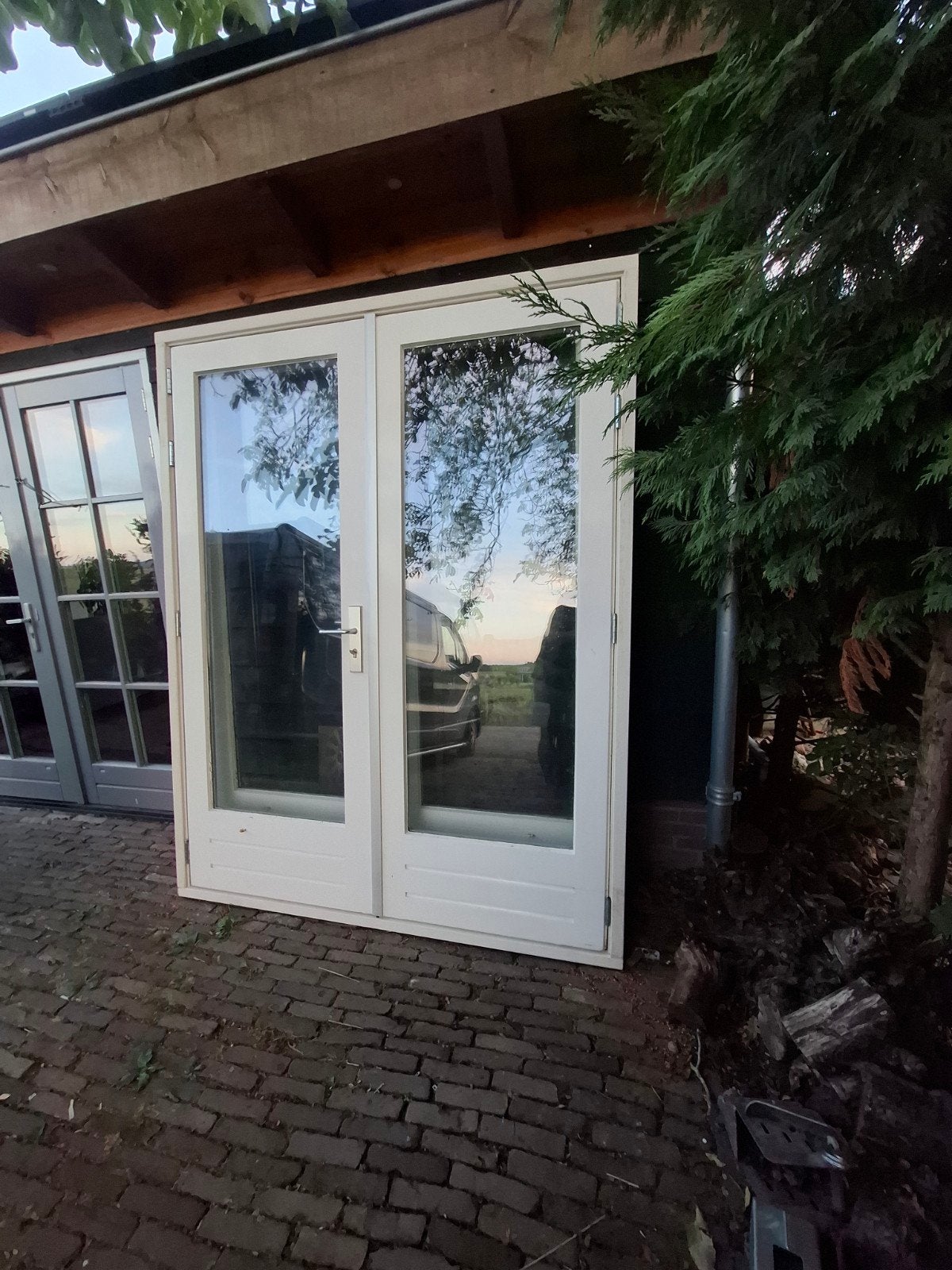 Openslaande tuindeuren dubbel glas deuren terrasdeur 2 sets, Doe-het-zelf en Verbouw, Deuren en Horren, Ophalen, 120 cm of meer