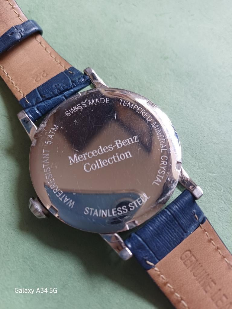 Mercedes-Benz Collection Swiss Made Horloge - Blauw Leer, Motoren, Ophalen
