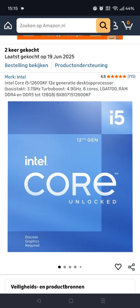 Intel Core i5-12600KF, Computers en Software, Processors, Zo goed als nieuw, 4-core, 8-core, 4 Ghz of meer, Ophalen of Verzenden