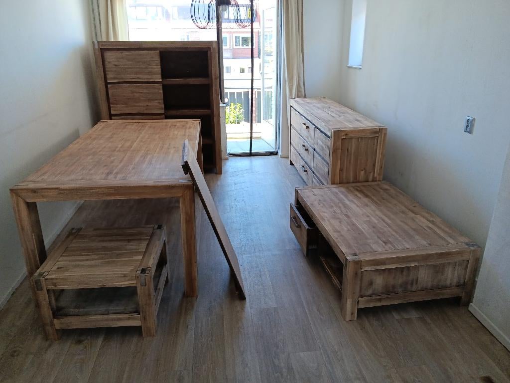 Massief eiken meubelset (5) – eettafel, kast , dressoir + 2, Huis en Inrichting, Complete inboedels, Ophalen