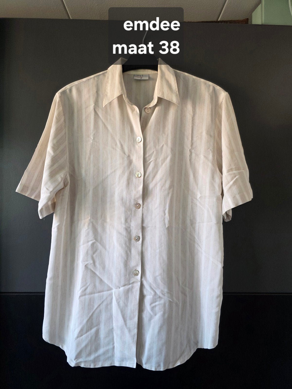 Emdee gestreept overhemd maat 38, Maat 38/40 (M), Beige, Ophalen of Verzenden, Zo goed als nieuw