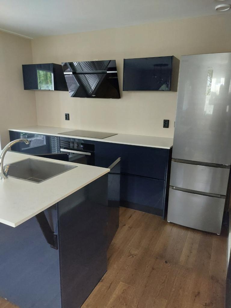 Zgan. Steinhaus keuken in hoogglans samtblau compleet!!!, Graniet of Steen, Ophalen of Verzenden, Zo goed als nieuw, Met kookeiland
