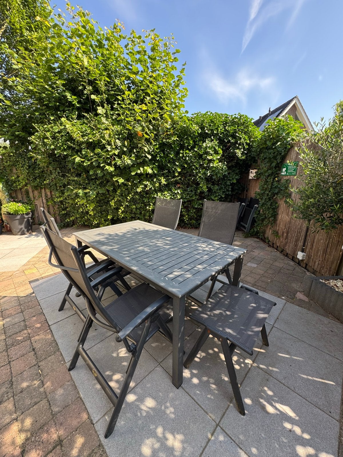 Hartman tuineettafel met Sombrero tuinstoelen, Tuin en Terras, Tuinsets en Loungesets, Ophalen, Gebruikt, Eettafel, 6 zitplaatsen