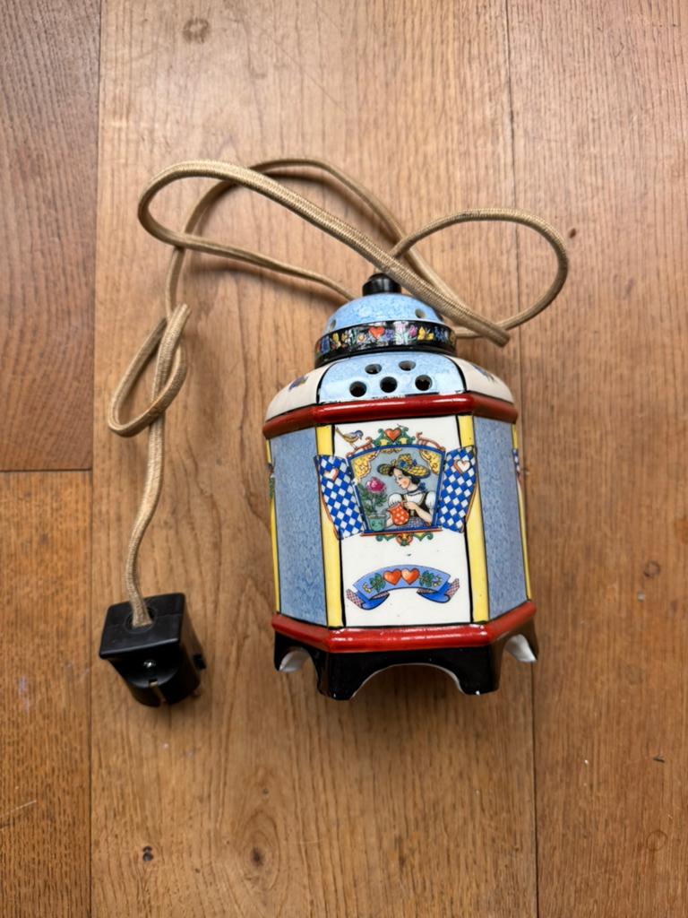 Prachtige vintage Duitse porseleinen lamp uit de jaren 60., Antiek en Kunst, Antiek | Lampen, Ophalen of Verzenden