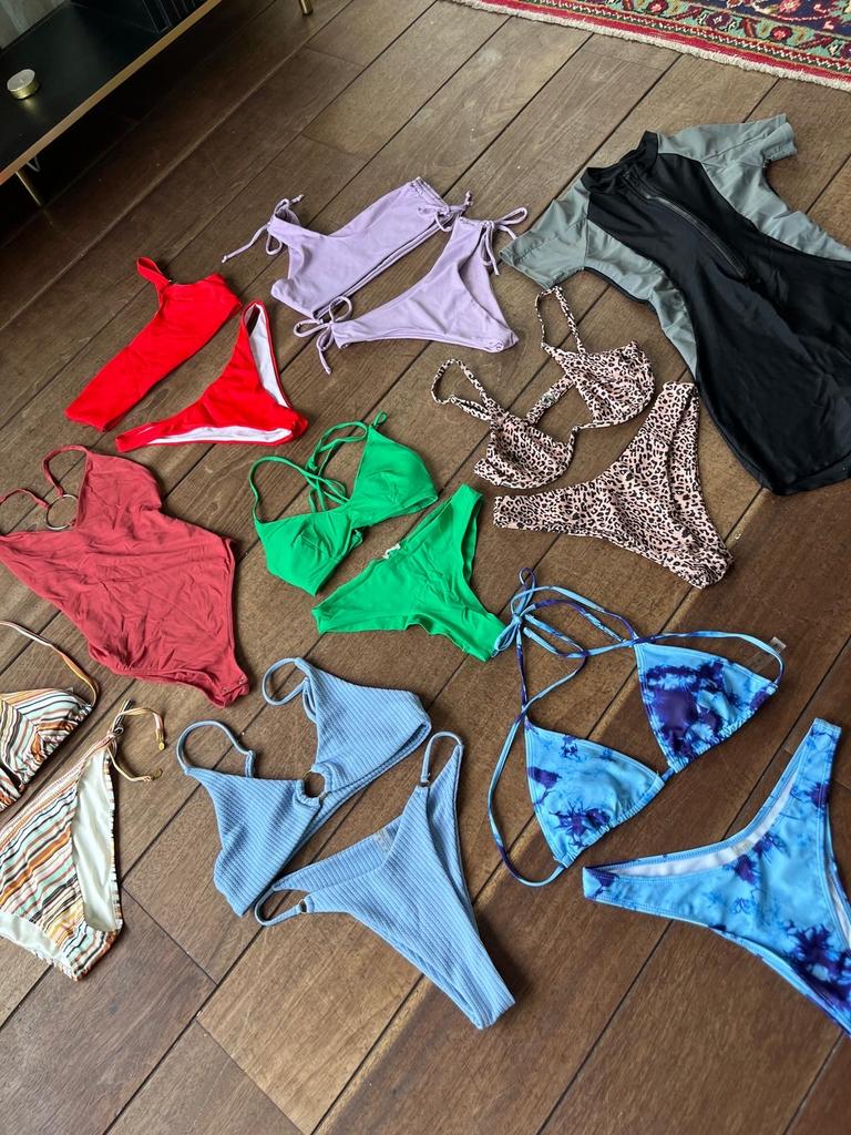 Grote collectie badkleding (bikini's, badpakken, zwemshorts), Ophalen of Verzenden, Gedragen, Blauw, Badpak