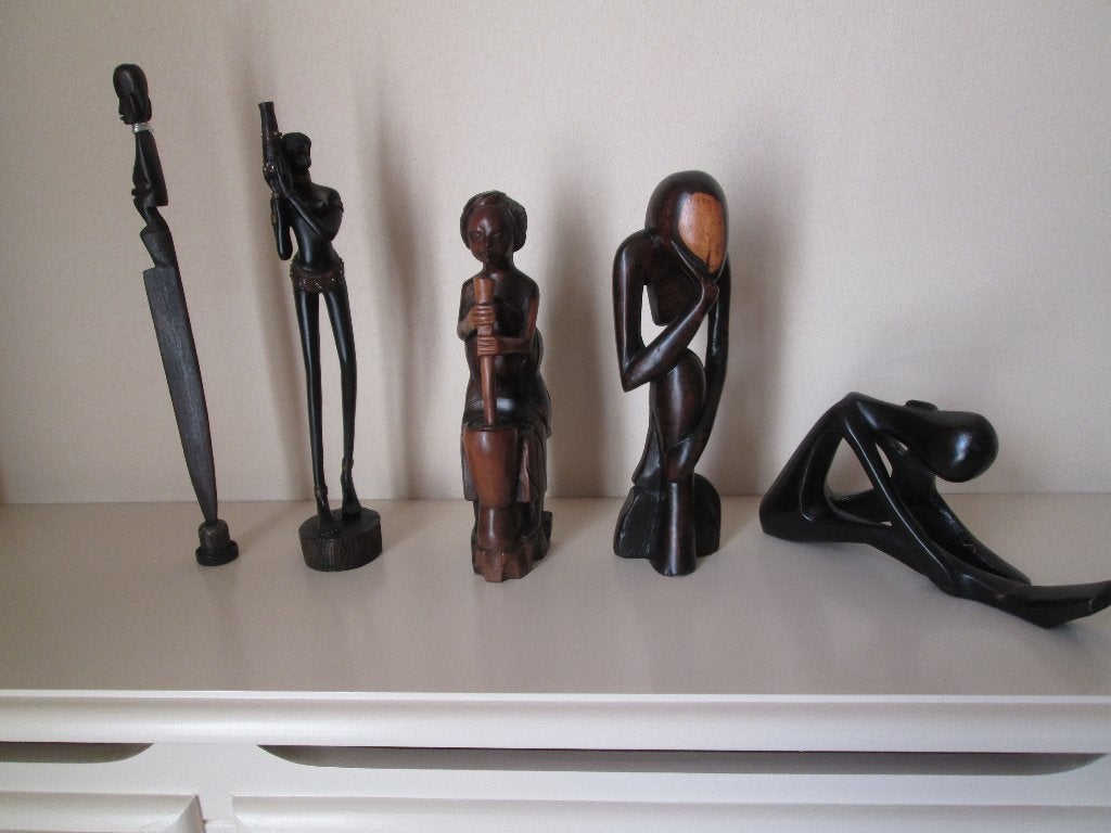 5 Houten Beeldjes Afrikaans Handwerk 12 - 30 cm Samen € 8,00, Afrika, Ophalen of Verzenden, Beeld, Hout