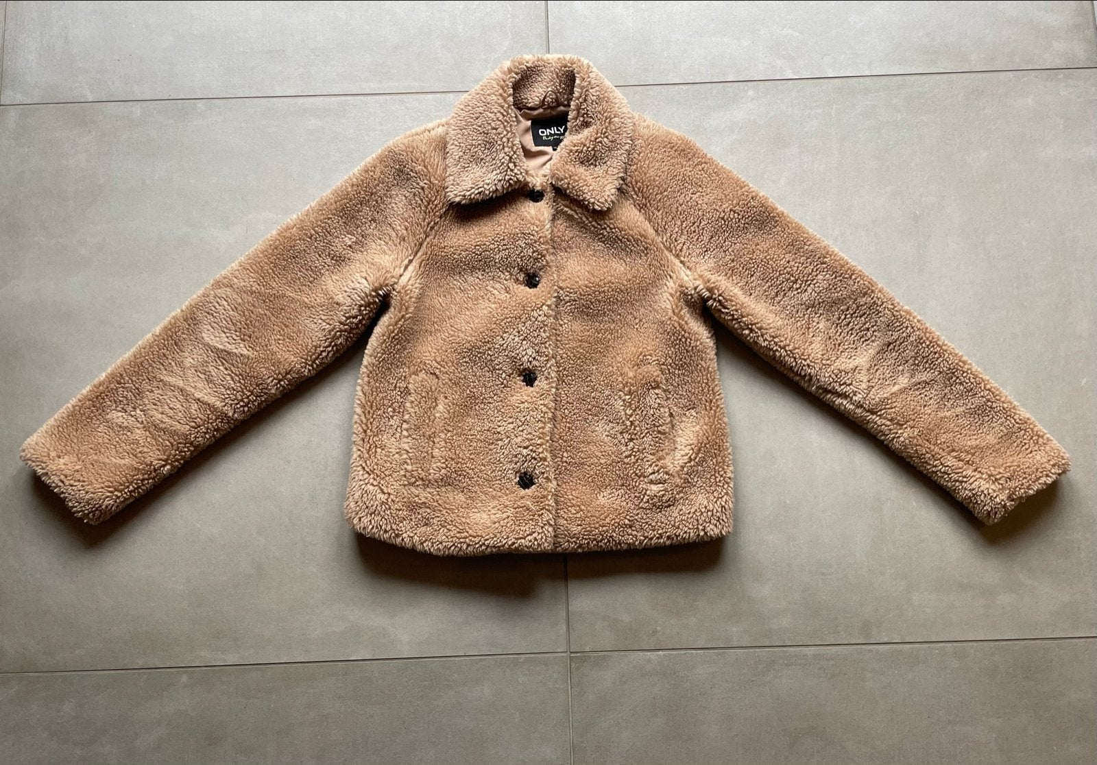 ONLY gevoerde Teddy Jas - Maat XS, Ophalen of Verzenden, Gedragen, Maat 34 (XS) of kleiner, Bruin