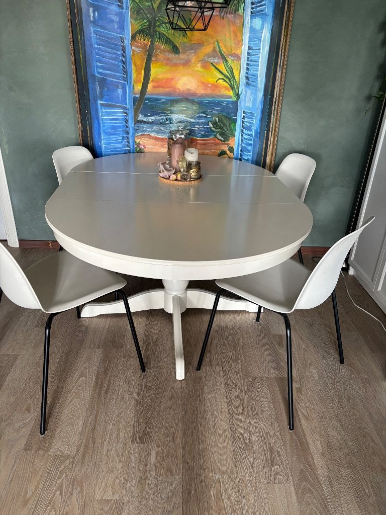 Witte ronde/ovale tafel (uitschuifbaar), Ophalen, Gebruikt, Vijf personen of meer, Ovaal