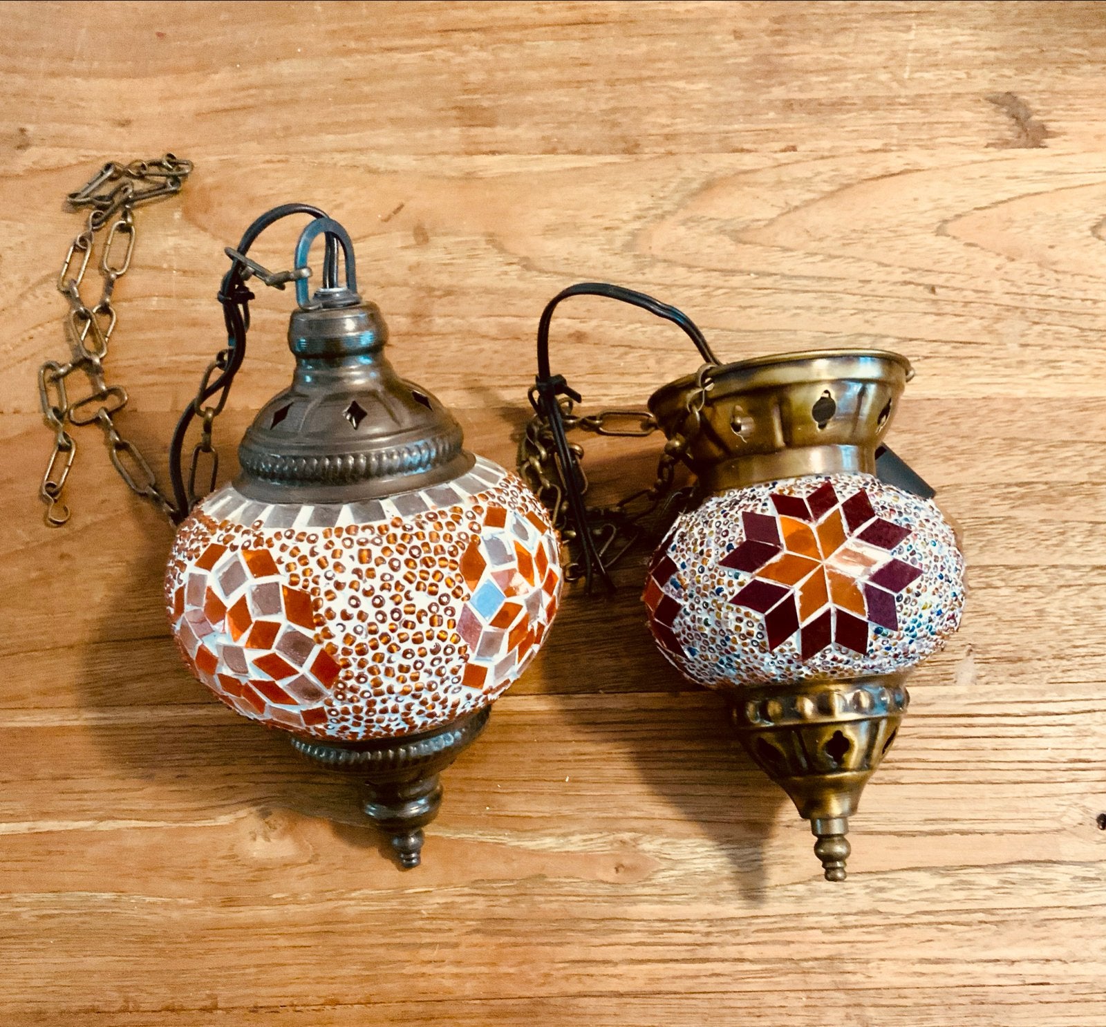 Turkse Mozaïek Hanglampen - Oosters/Marokkaans Design SET, Ophalen of Verzenden, Gebruikt, Glas, E14 (klein)