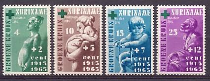 Suriname NVPH nr 420/3 postfris Groene Kruis 1965, Postzegels en Munten, Postzegels | Suriname, Ophalen of Verzenden, Postfris