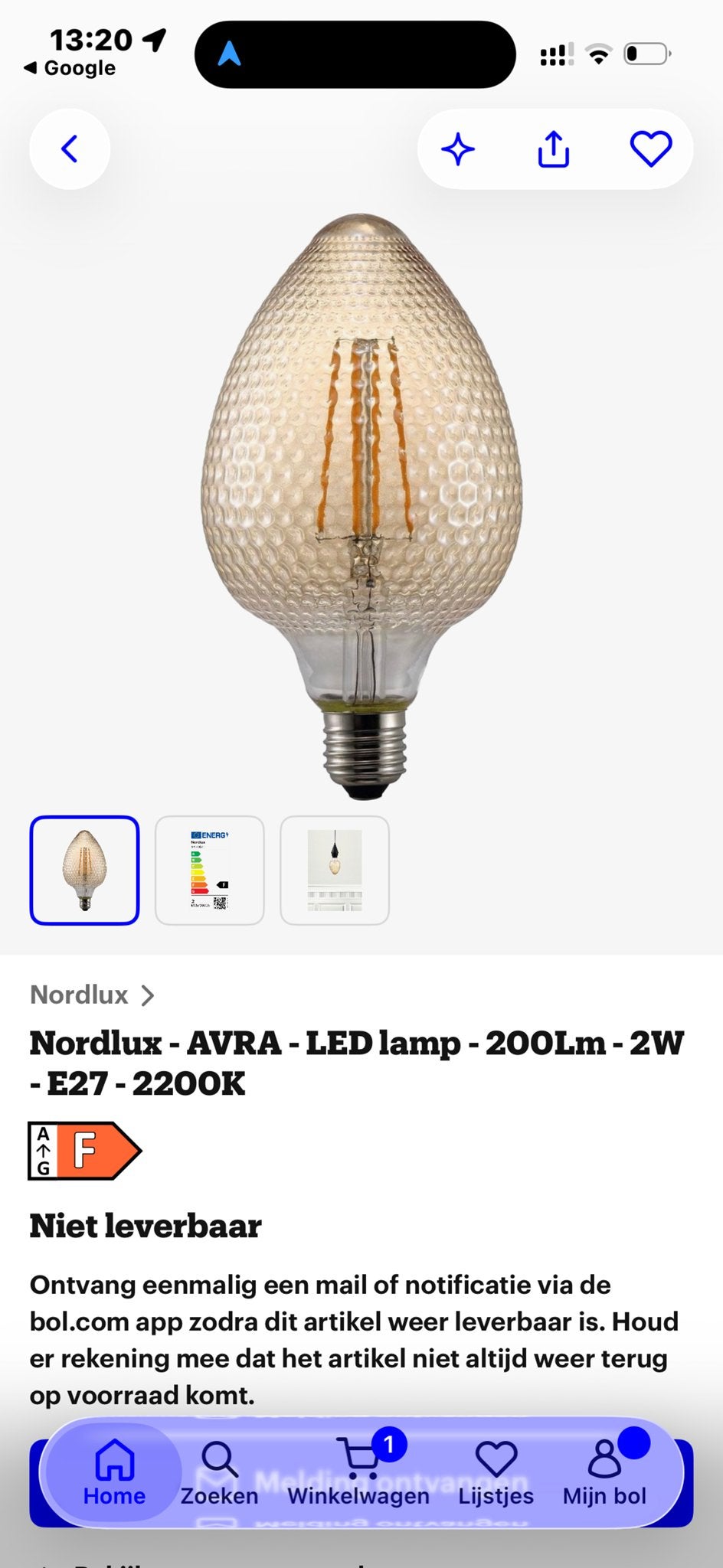 Nieuw Nordlux AVRA LED Lamp sfeer - 2W - 2200K, Ophalen of Verzenden, Nieuw, E27 (groot)