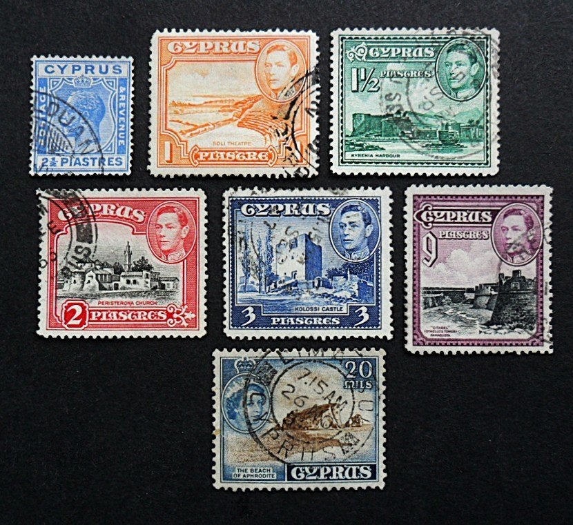 Cyprus / Britse kolonie : kavel George V, George VI en E II, Ophalen of Verzenden, Overige landen, Gestempeld