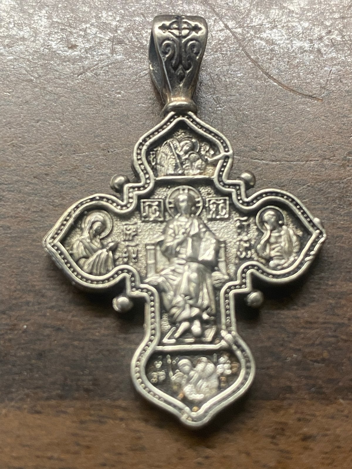 Zilveren Orthodox Kruis Hanger - Oekraïens Heilig Kruis, Antiek en Kunst, Ophalen of Verzenden