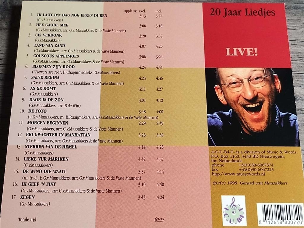 Gerard van Maasakkers En De Vaste Mannen ‎– 20 Jaar Liedjes, Ophalen of Verzenden, Zo goed als nieuw, Levenslied of Smartlap