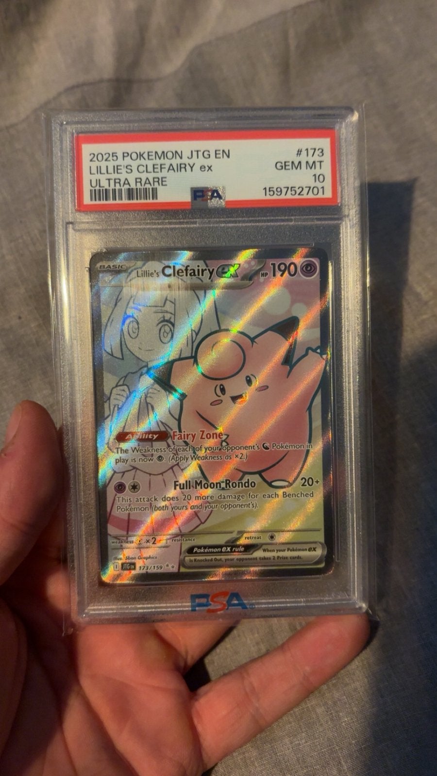 Lillie’s Clefairy 173 PSA 10 pokemon, Ophalen of Verzenden, Nieuw, Losse kaart, Foil