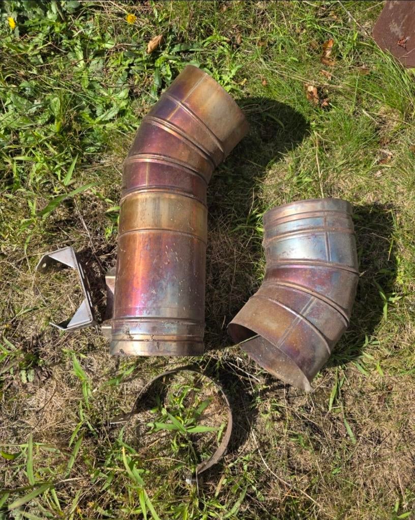 Gebruikte RVS Kachelpijp en Bochten, Ophalen, Gebruikt, Kachel, Minder dan 60 cm