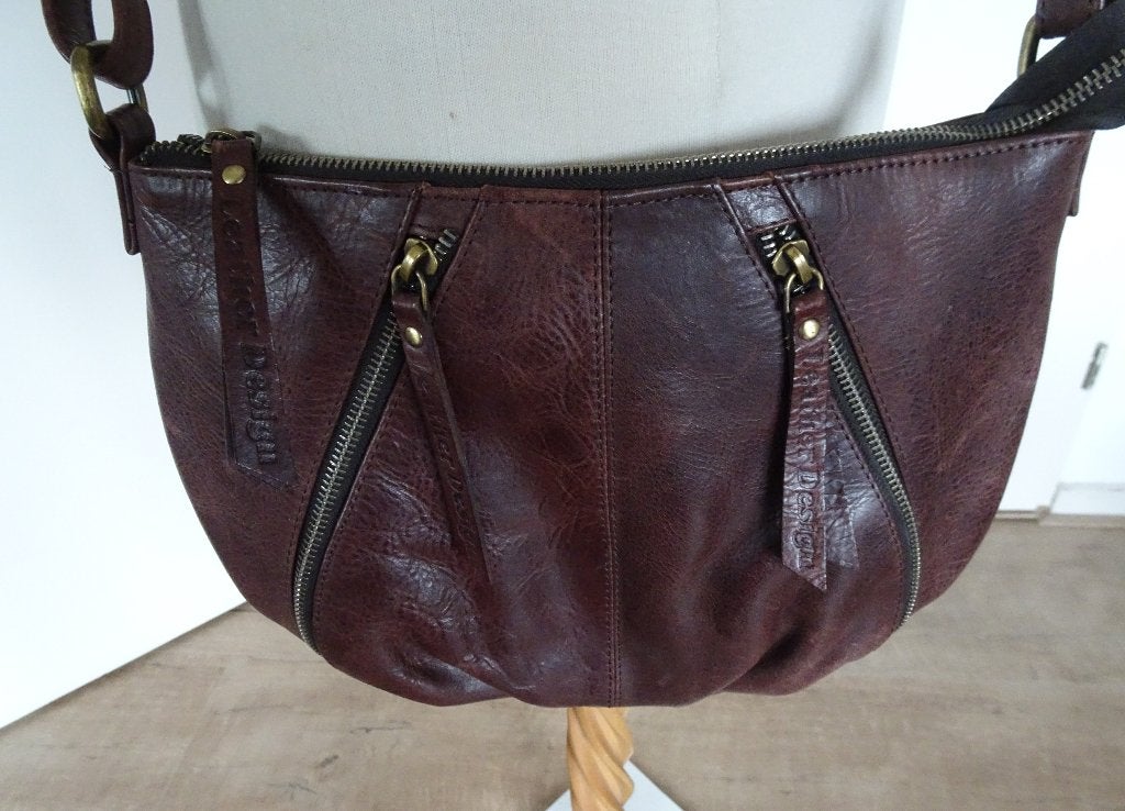 LEREN TAS VAN LEATHER DESIGN, Ophalen of Verzenden, Zo goed als nieuw, Bruin, Schoudertasje