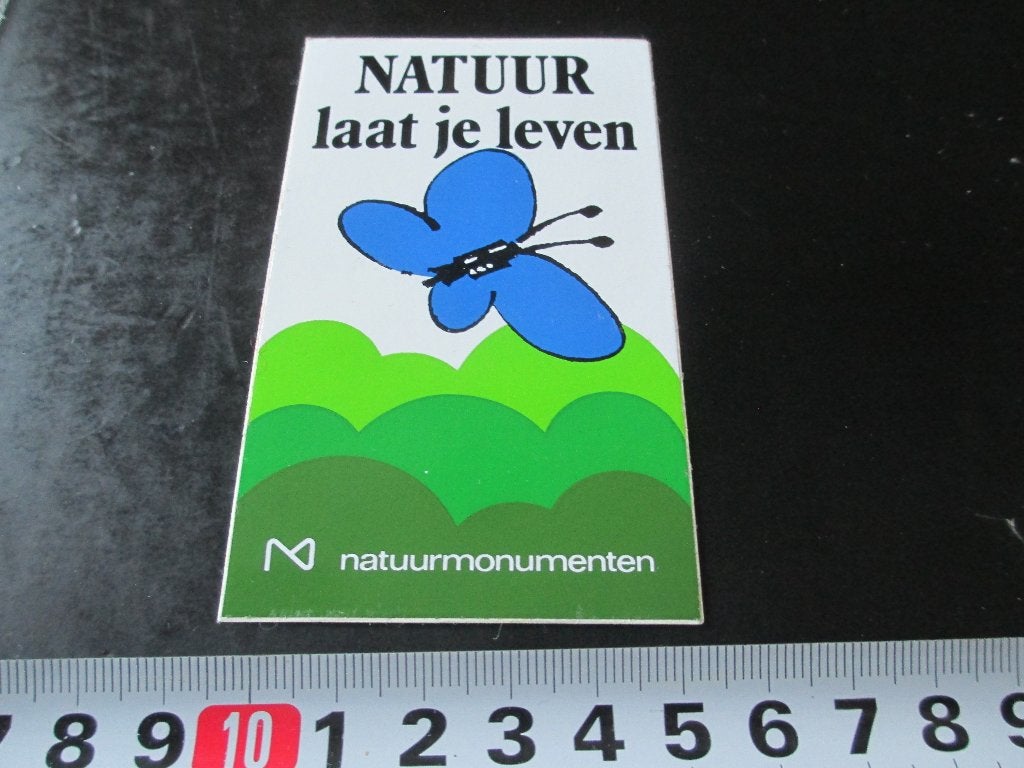 sticker Natuur laat je leven Natuurmonumenten Vlinder Blauw, Ophalen, Zo goed als nieuw