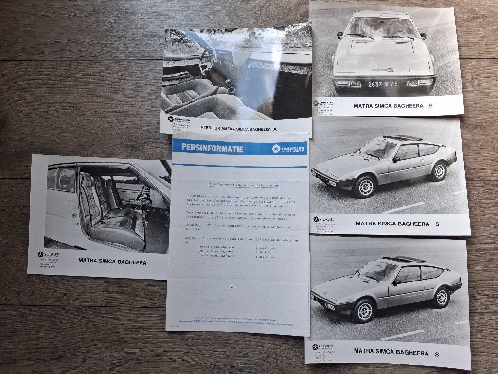Matra Simca Bagheera Persinfo 1978 Motor update ook S en X, Ophalen of Verzenden, Zo goed als nieuw, Overige merken