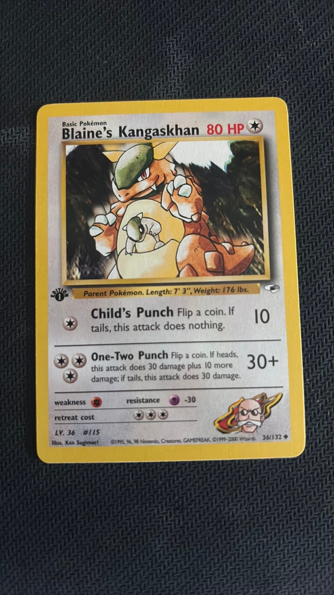 Kangaskhan blaine’s pokemon first edition, Ophalen of Verzenden, Zo goed als nieuw