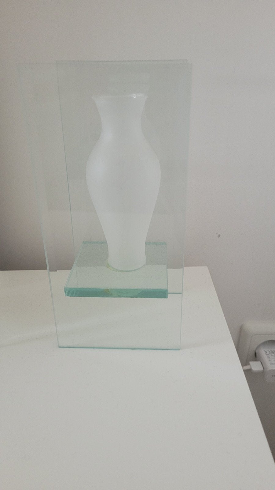 Glazen vaas met matte afwerking, Wit, Ophalen of Verzenden, Matte afwerking, Glas
