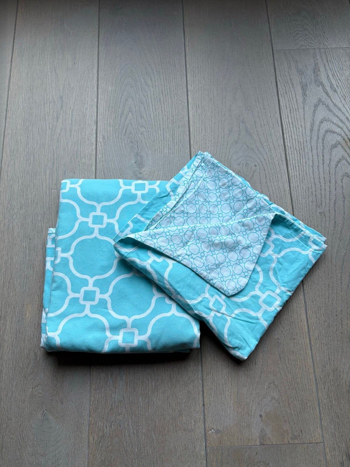 HEMA eenpersoons dekbedovertrek turquoise met kussensloop, Gebruikt, Overige kleuren, Jongetje of Meisje, Dekbedovertrek