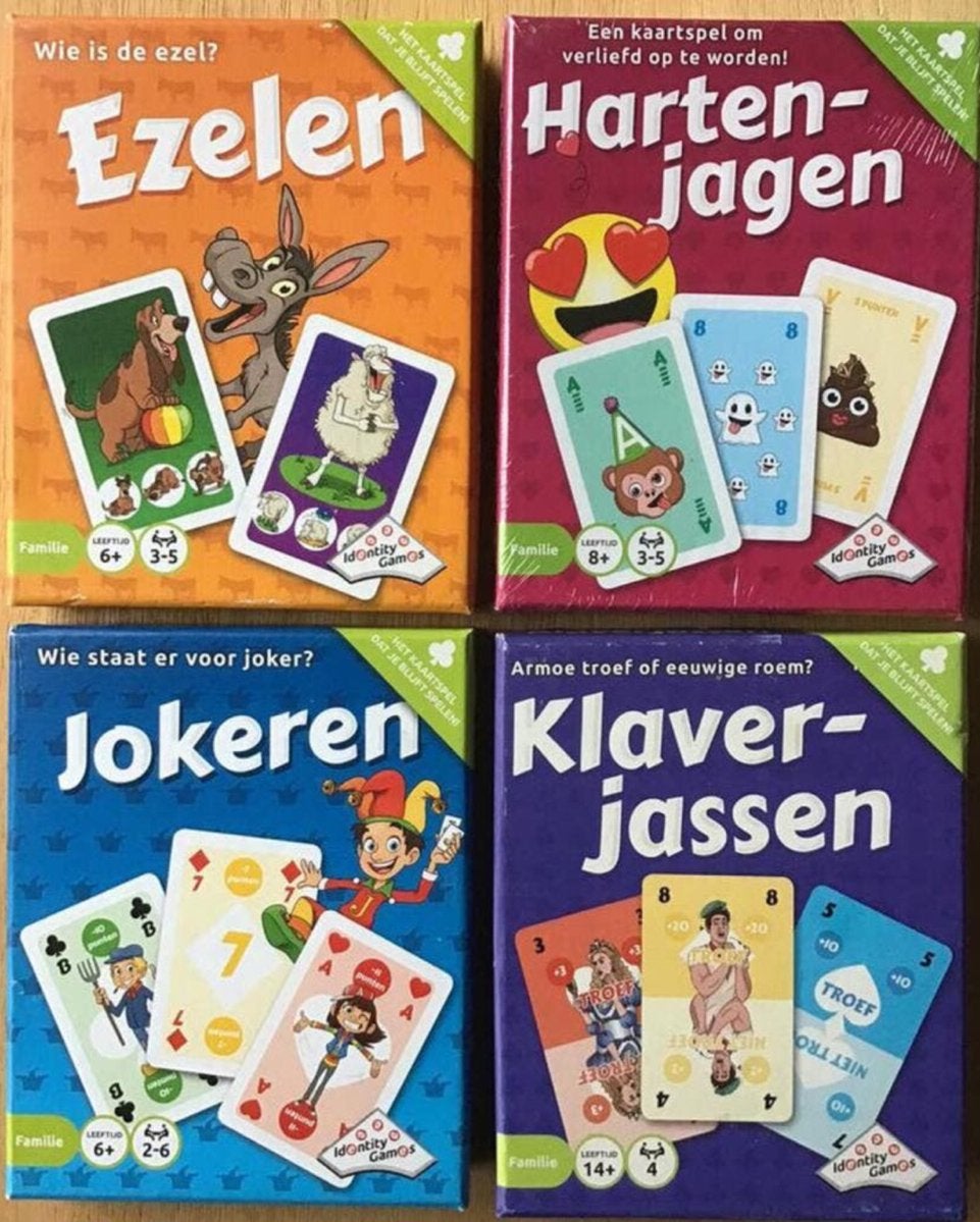 Kaartspel Ezelen, Hartenjagen, Jokeren & Klaverjassen - ZGAN, Een of twee spelers, Ophalen of Verzenden, Zo goed als nieuw