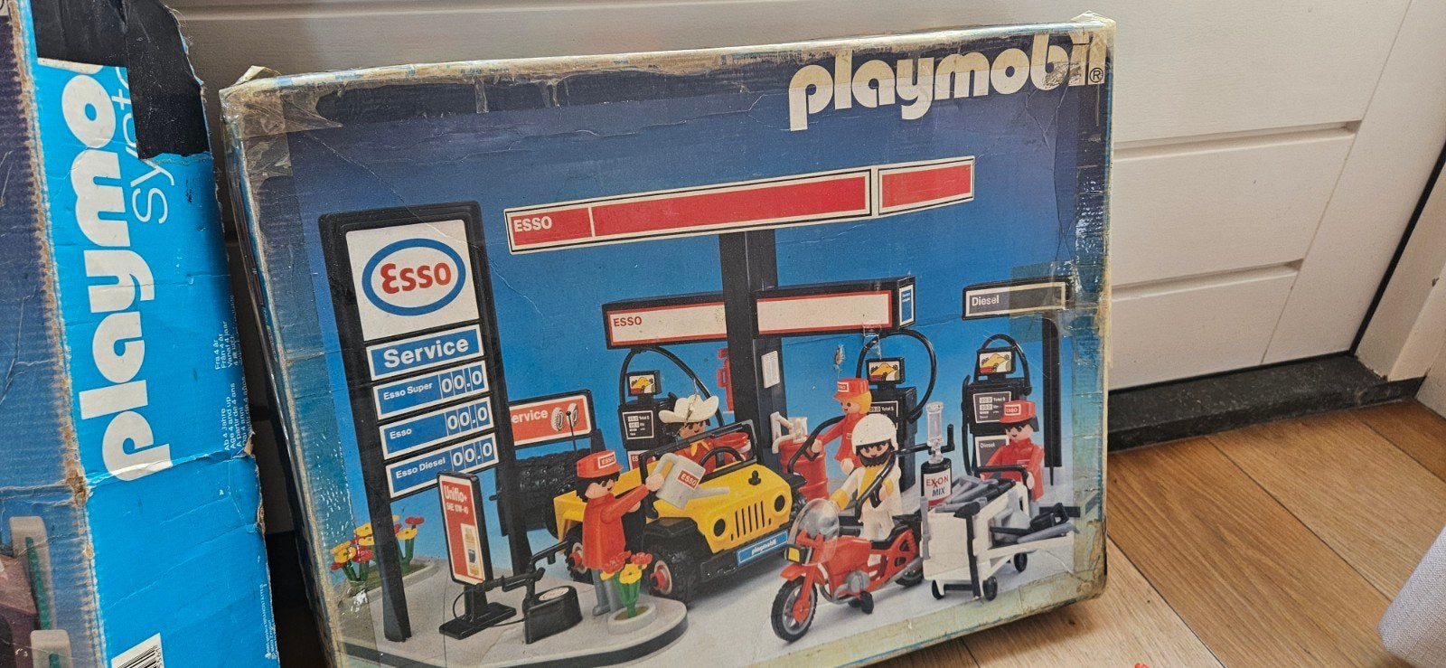 Grote partij vintage Playmobil: boerderij, Esso station, Ophalen, Gebruikt, Gebouw, Complete set