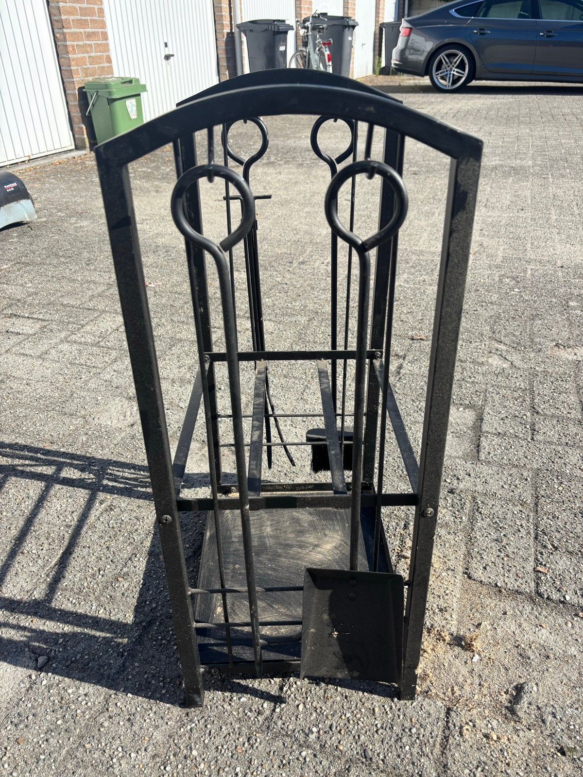 Haardhoutrek met haardstel - Zwart metaal, Ophalen, Gebruikt, Vrijstaande haard, Overige soorten