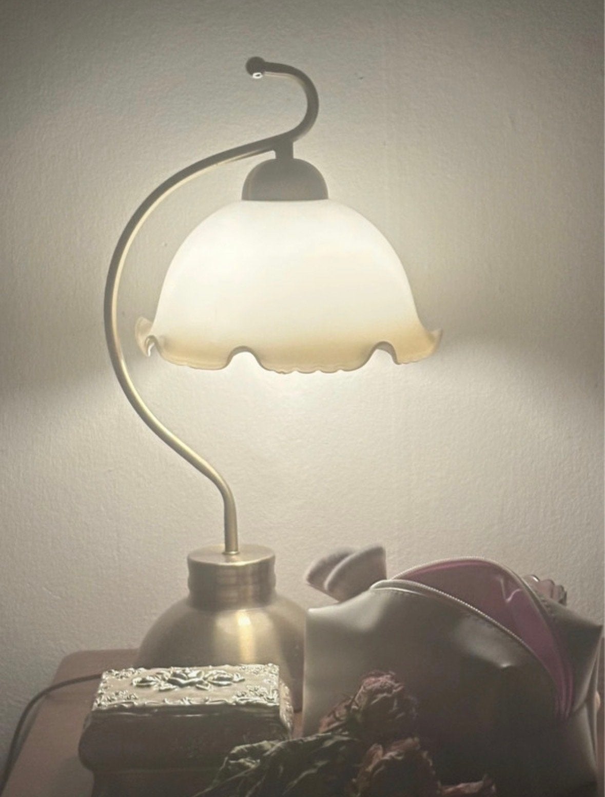 Vintage bloem vormige lamp, Met schakelaar, Gebruikt, Overige merken, Vintage