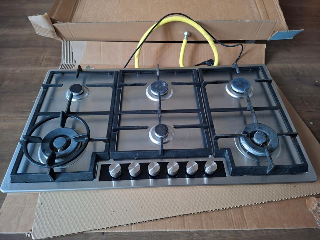 Siemens  Gasfornuis 6-pits RVS 90 cm, Witgoed en Apparatuur, Kookplaten, Ophalen, Gebruikt, 4 kookzones, Inbouw