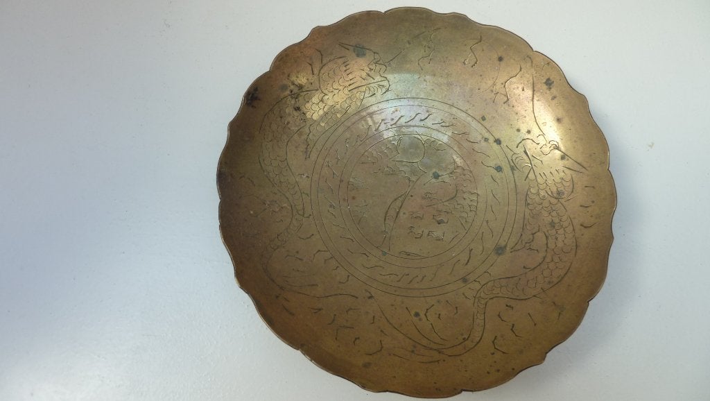 Antiek bewerkt messing schaaltje, Ophalen of Verzenden