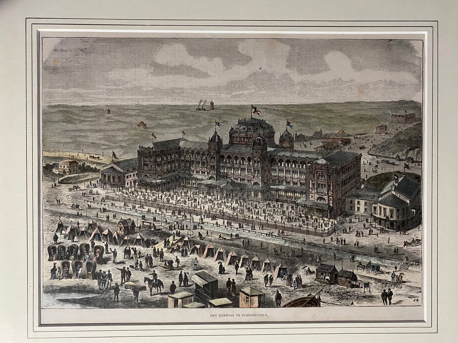 Scheveningen Kürhhaus Kurhaus Scheveningen rond 1885, 1800 - 1899, Stadsgezicht, Ophalen of Verzenden, Gravure