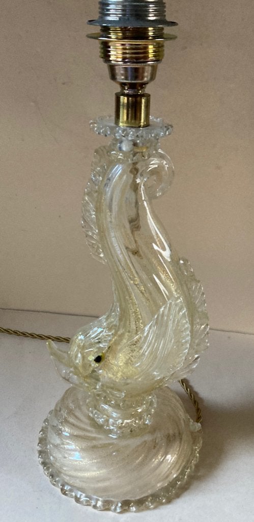 Prachtige Murano Dolfijn Lampenvoet met Goudpoeder, Ophalen of Verzenden