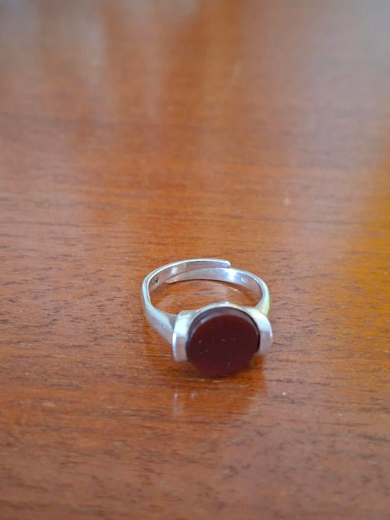 Vintage zilveren ring met carneool, Ophalen, 17 tot 18, Dame, Zilver