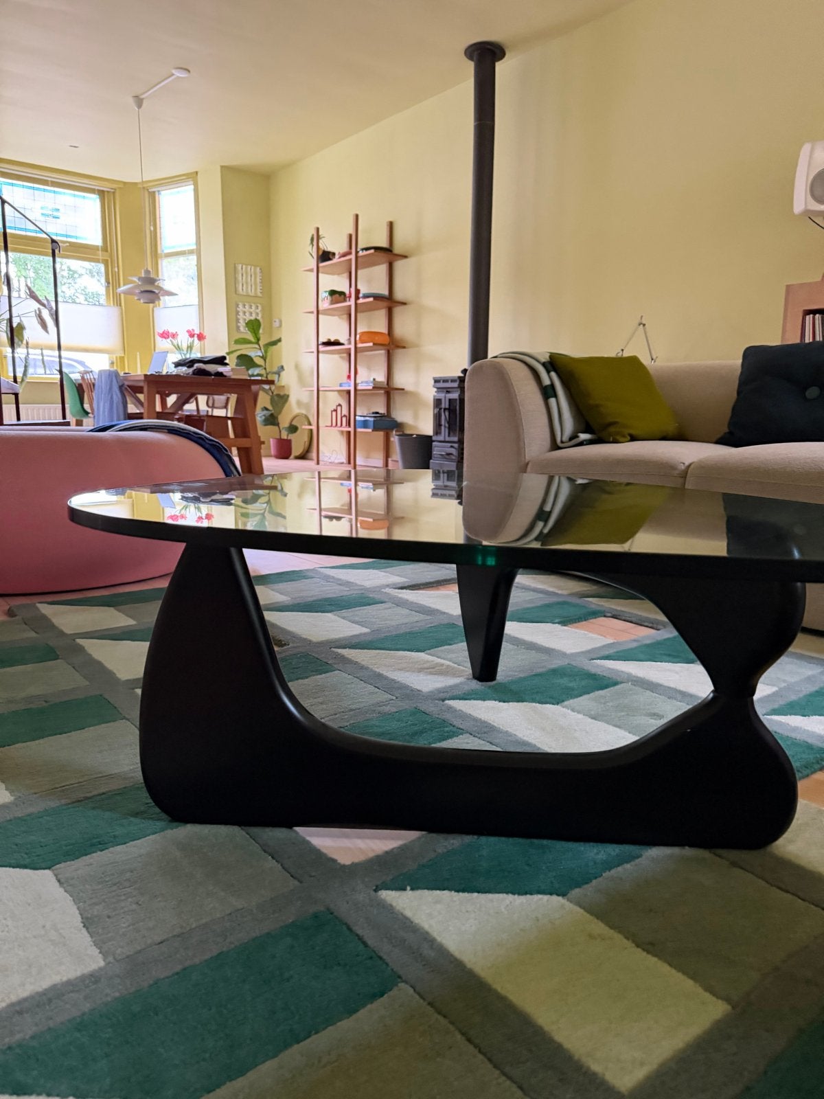 Noguchi salontafel replica, Gebruikt, 100 tot 150 cm, Glas, Ovaal