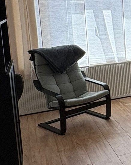 Ikea POÄNG Fauteuil, zwartbruin/Gunnared lichtgroen, Ophalen, Nieuw, 75 tot 100 cm, Stof