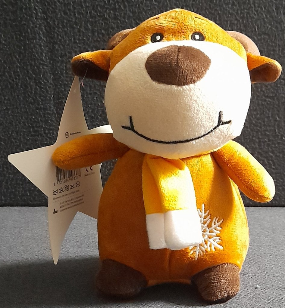 Jumbo Pluche Rendier Knuffel met Sjaal 20cm, Overige merken, Overige karakters, Overige typen, Nieuw