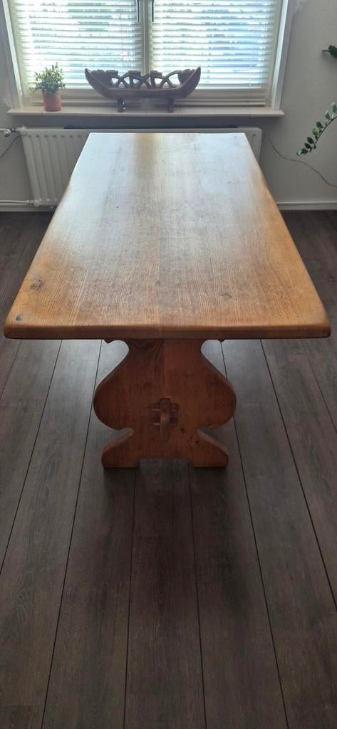 Jaren 60 eettafel  massief eiken / vintage/ eiken planken, Ophalen, Gebruikt, 50 tot 100 cm, 150 tot 200 cm