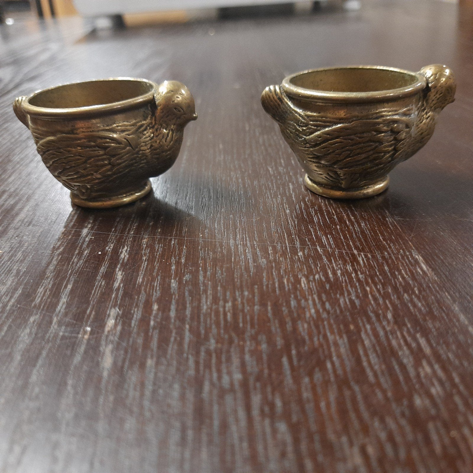 Set van 2 vintage messing kip eierdopjes, Made in Italy, Ophalen of Verzenden, Koper