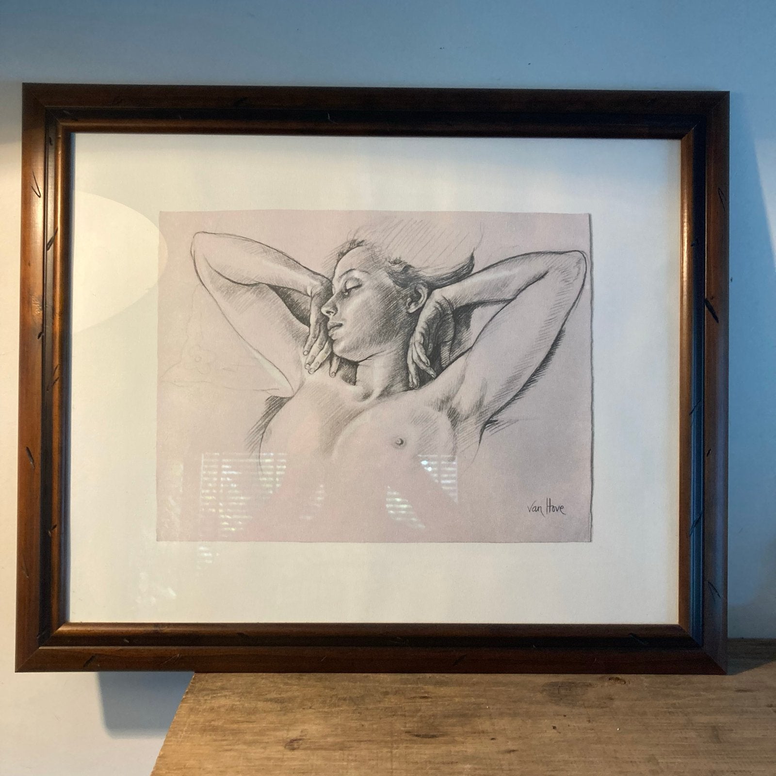 Francine Van Hove - Vrouwelijk Naakt (ingelijst), Ophalen of Verzenden, Reproductie, Print/reproductie, Gesigneerd