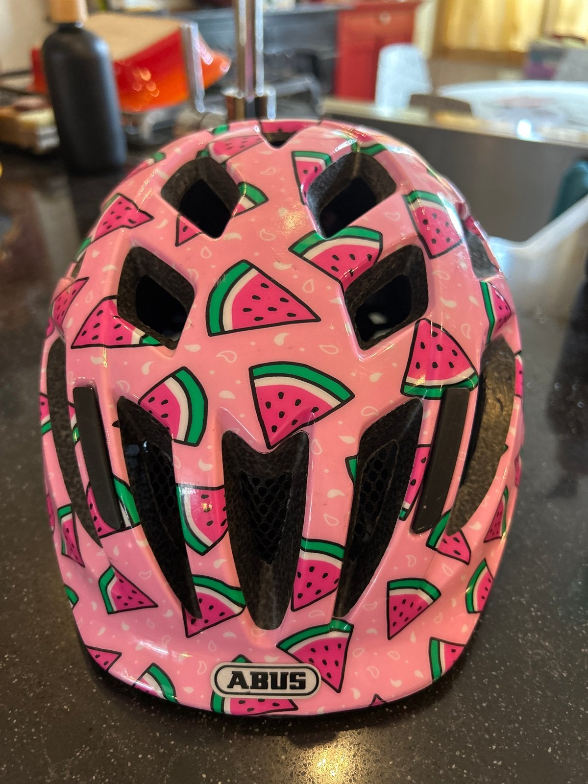 ABUS Smooty 2.0 kinderfietshelm - Roze watermeloen design, Fietsen en Brommers, Ophalen of Verzenden, Zo goed als nieuw, Overige maten