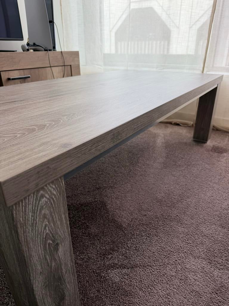 Hoogwaardige Eikenhouten Eettafel & Salontafel set – Z.G.A.N, Ophalen, 100 tot 150 cm, Eikenhout, 200 cm of meer