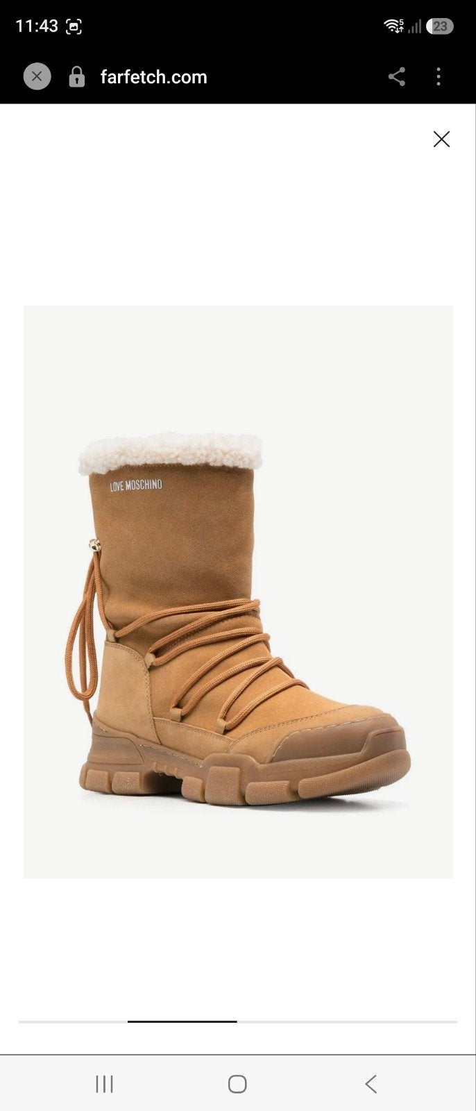 Love Moschino Leren laarzen met Bontvoering 41, Love Moschino, Bruin, Lage of Enkellaarzen, Ophalen of Verzenden