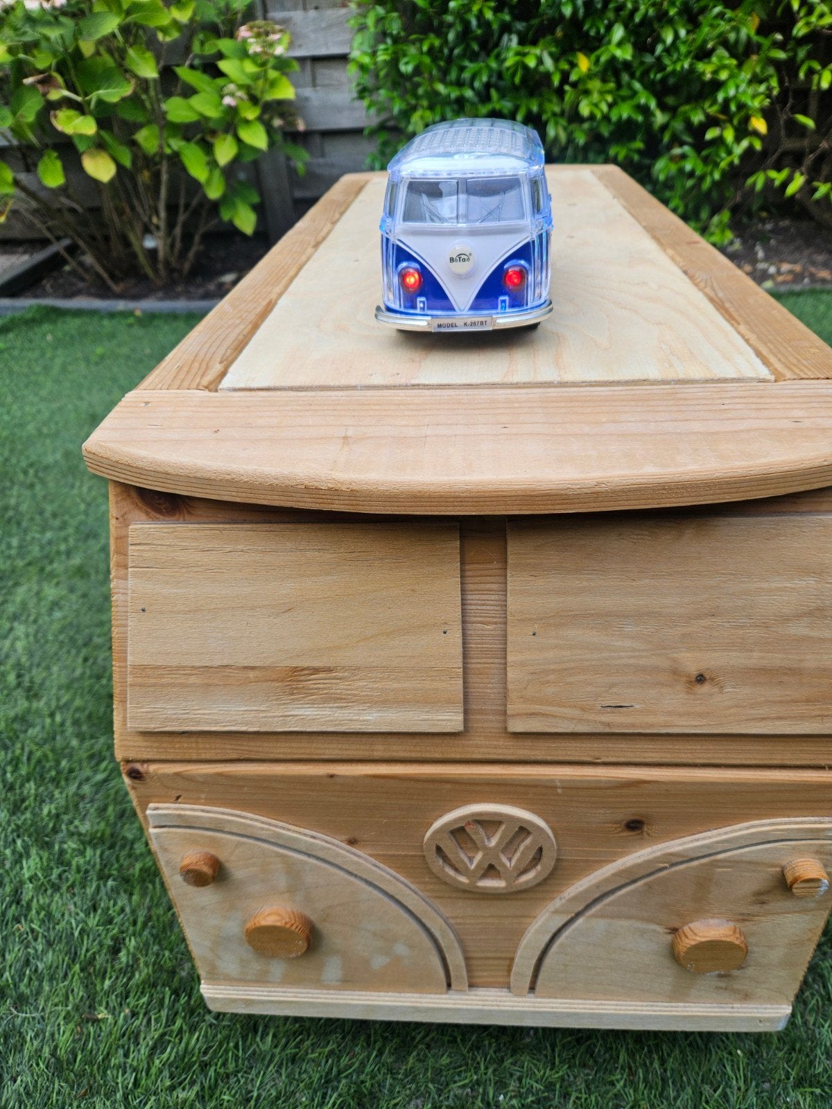 Houten speelgoedkist in VW bus design, Ophalen, Gebruikt