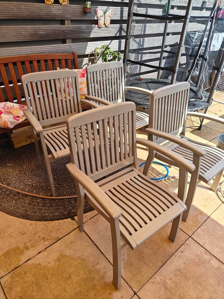 Gebruikte tuinset met hardhouten stoelen, Ophalen, Gebruikt, Hout