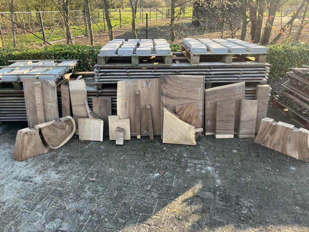 Unieke partij suar & eiken hout 21 stuks –  / epoxy / tafels, Ophalen of Verzenden, Nieuw