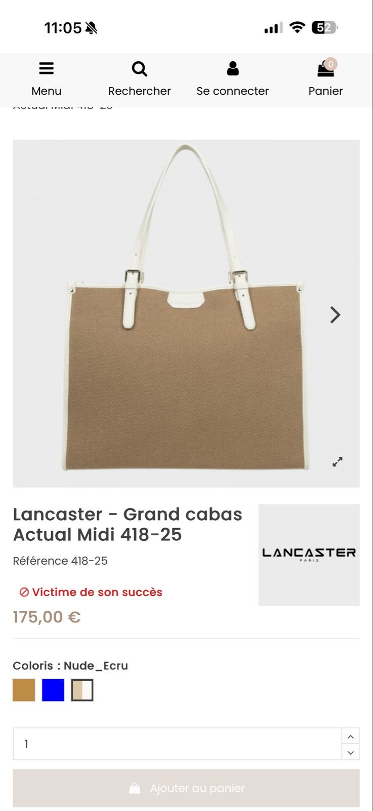 Lancaster Grand Cabas Actual Midi Shopper - Zo goed als nieu, Verzenden, Zo goed als nieuw, Beige, Shopper
