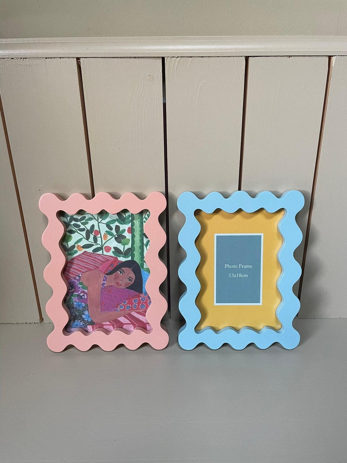 Karwei lijst organische vorm roze blauw - 13x18, Ophalen of Verzenden, Zo goed als nieuw, Fotolijst, Roze